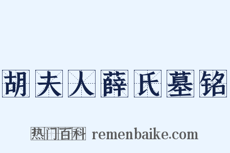 胡夫人薛氏墓铭是什么意思的图片